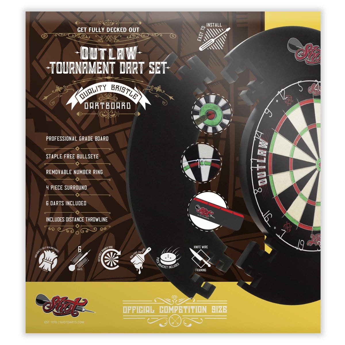 Outlaw Tournament Dartboard Set - shot-darts