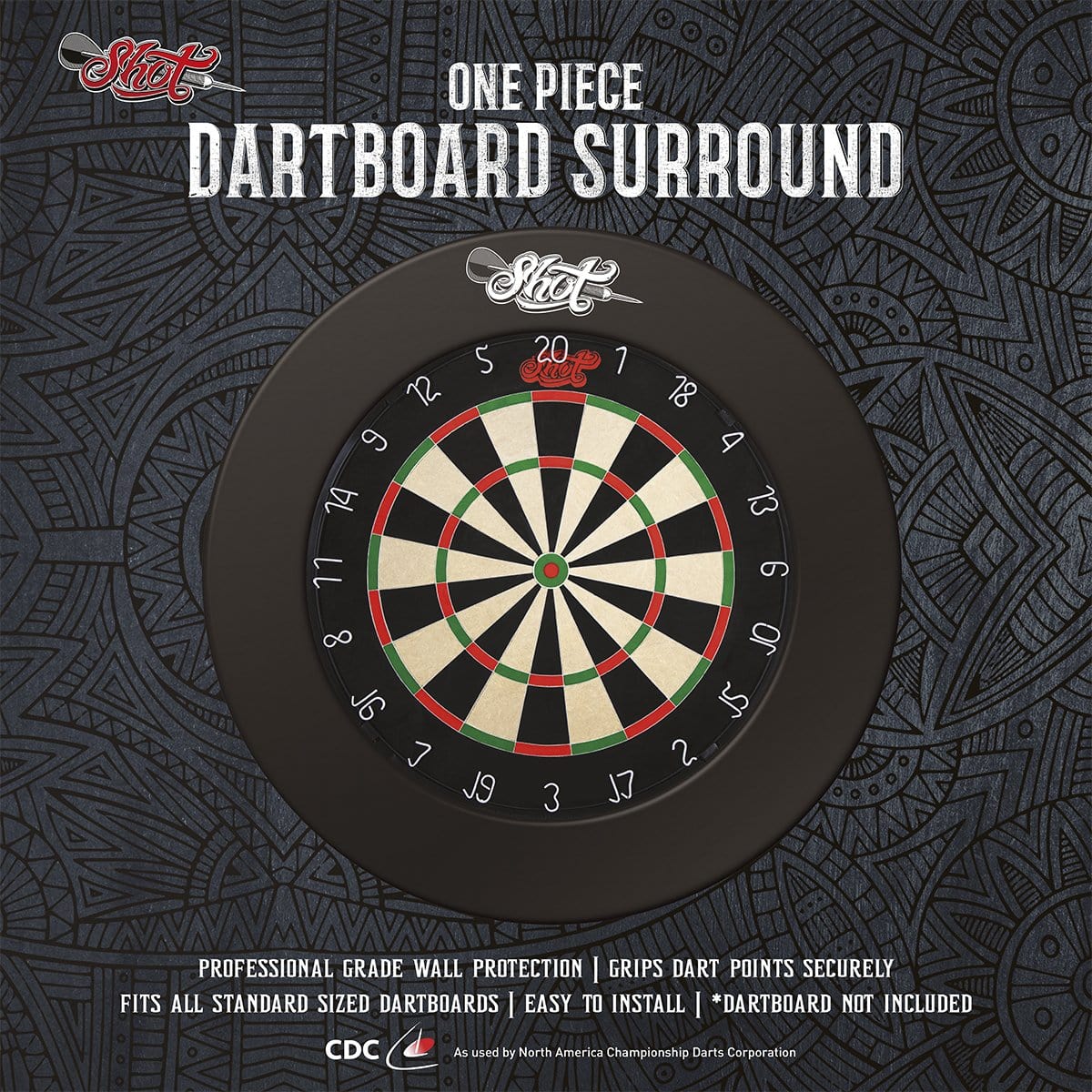 One Piece Dartboard Surround - Black