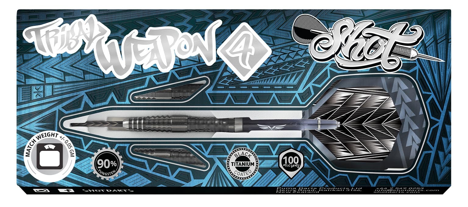 Tribal Weapon 4 Series-Steel Tip Dart Set- 90% Tungsten Barrels - shot-darts