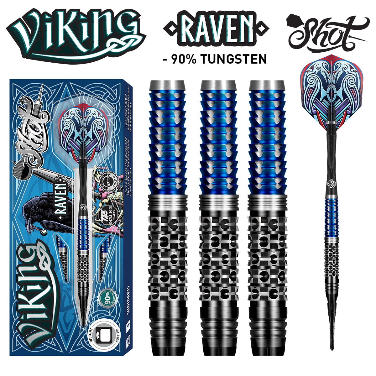 Viking Raven Soft Tip Dart Set - 90% Tungsten Barrels