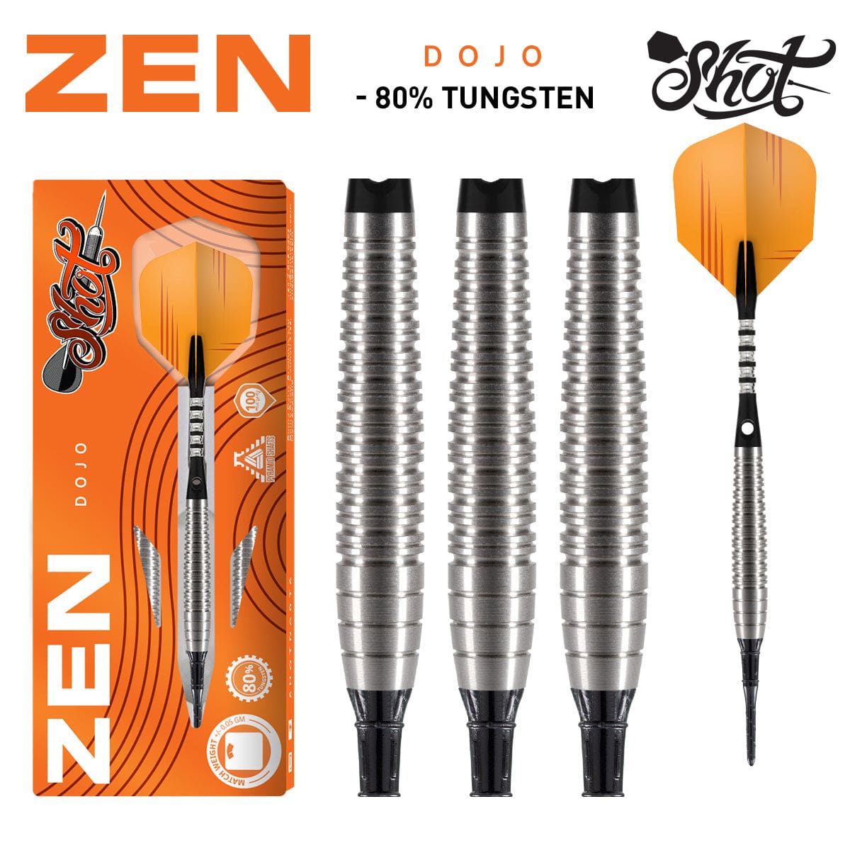 Zen Dojo Soft Tip Dart Set - 80% Tungsten Barrels