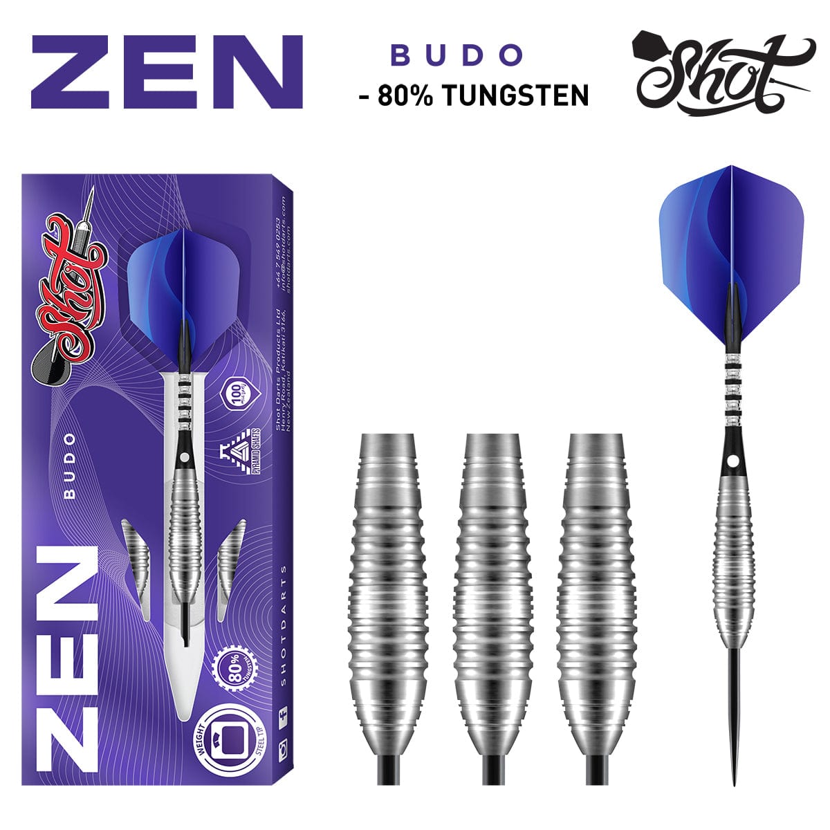 Zen Budo Steel Tip Dart Set - 80% Tungsten Barrels