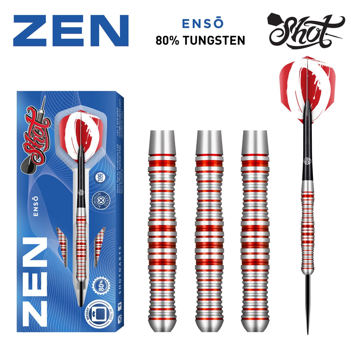 Zen Enso Steel Tip Dart Set - 80% Tungsten Barrels