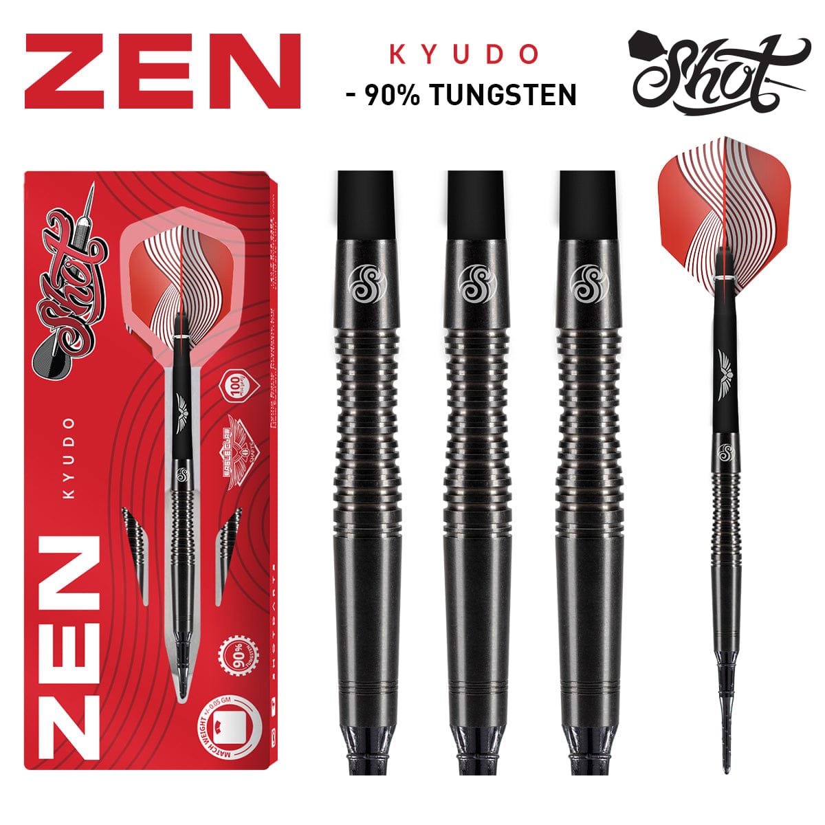 Zen Kyudo Soft Tip Dart Set - 90% Tungsten Barrels
