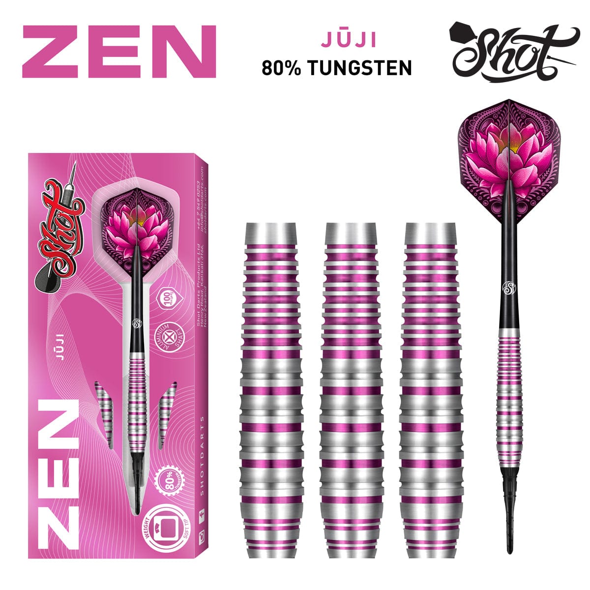 Zen Juji Soft Tip Dart Set - 80% Tungsten Barrels
