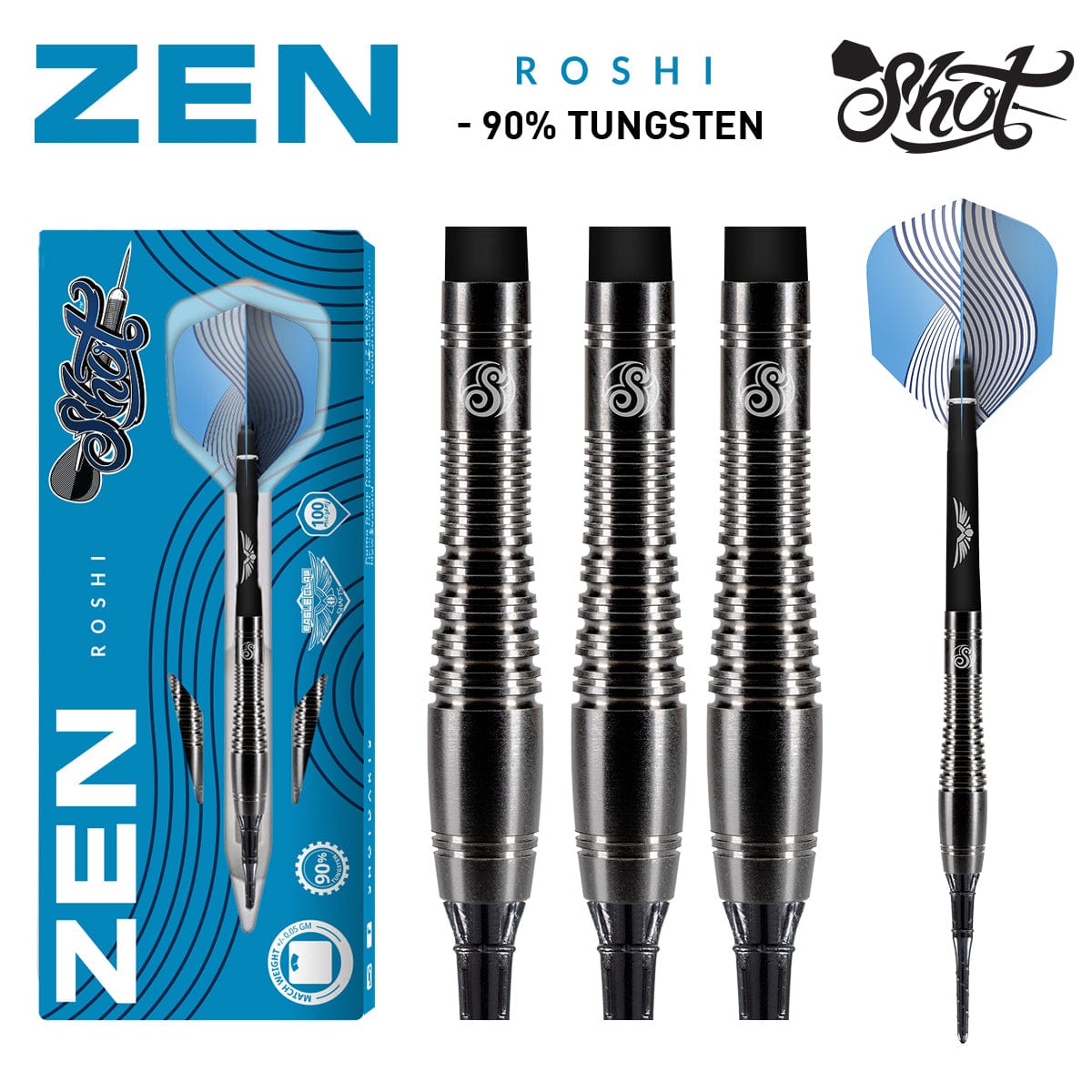 Zen Roshi Soft Tip Dart Set - 90% Tungsten Barrels