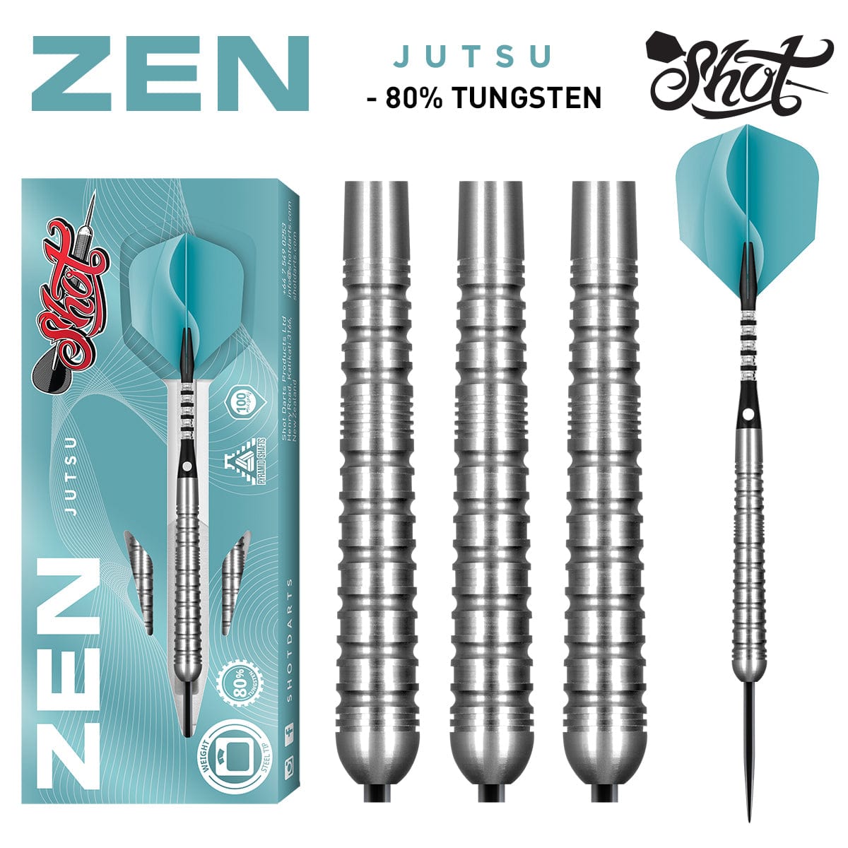 Zen Jutsu Steel Tip Dart Set - 80% Tungsten Barrels