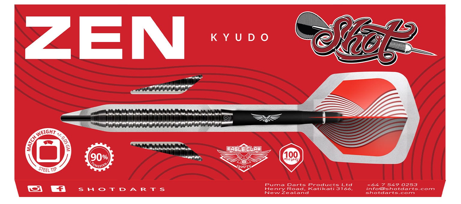 Shot Darts Zen Kyudo Steel Tip Dart Set-90% Tungsten Barrels