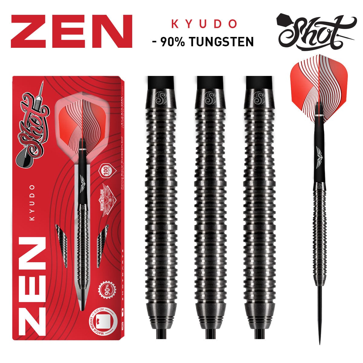 Zen Kyudo Steel Tip Dart Set - 90% Tungsten Barrels