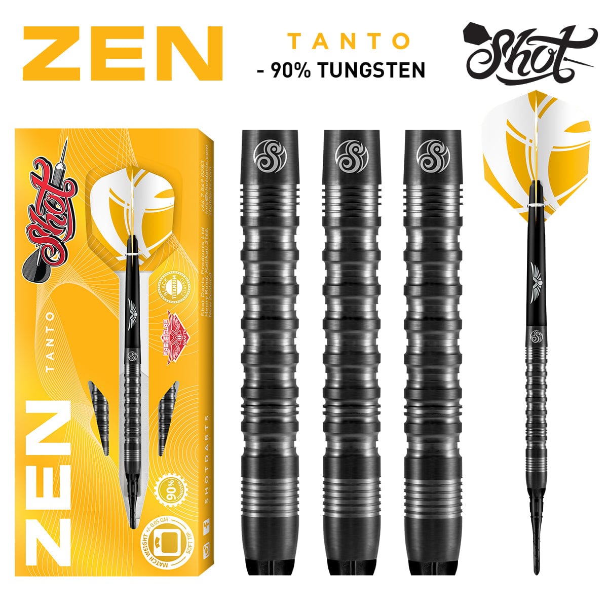 Zen Tanto Soft Tip Dart Set - 90% Tungsten Barrels