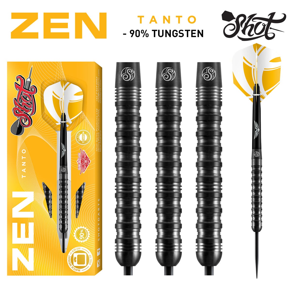 Zen Tanto Steel Tip Dart Set - 90% Tungsten Barrels