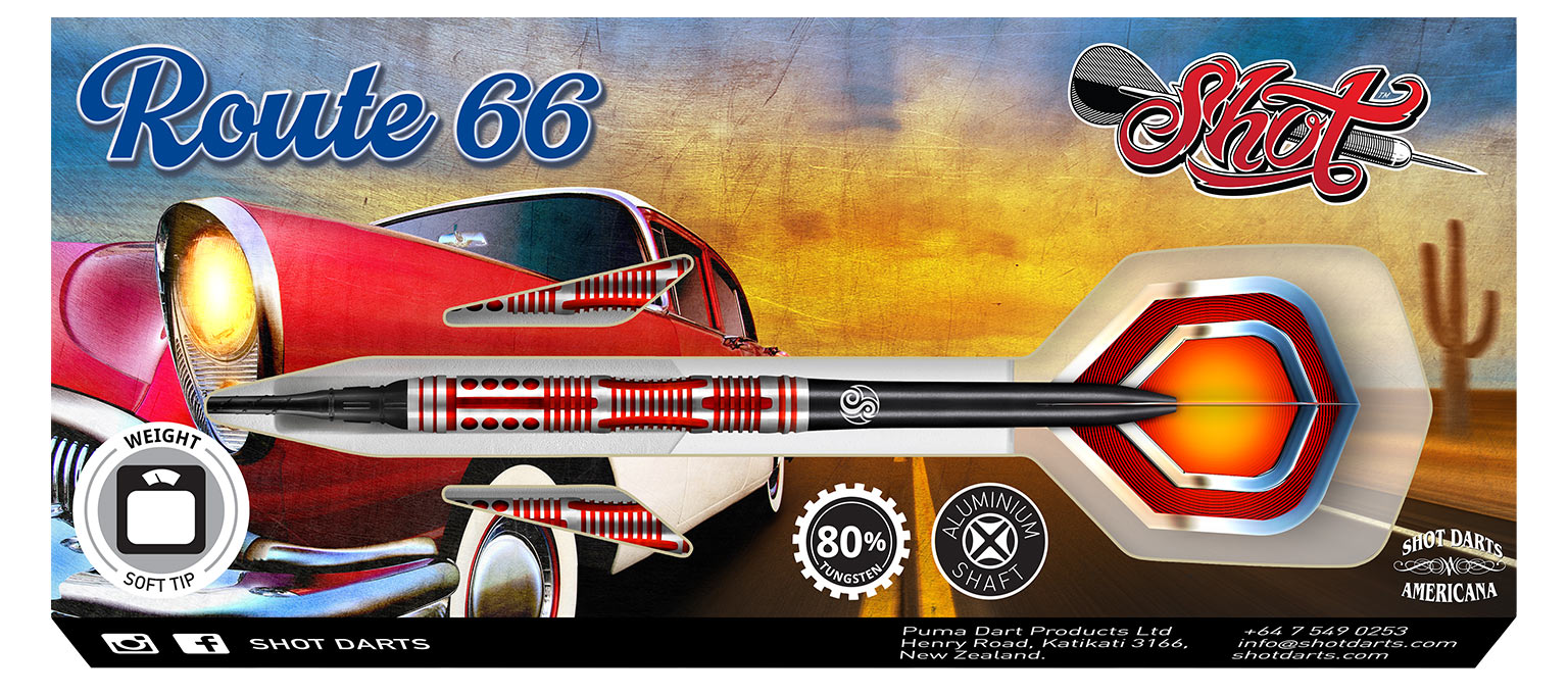 Americana Route 66 Soft Tip Dart Set-80% Tungsten Barrels