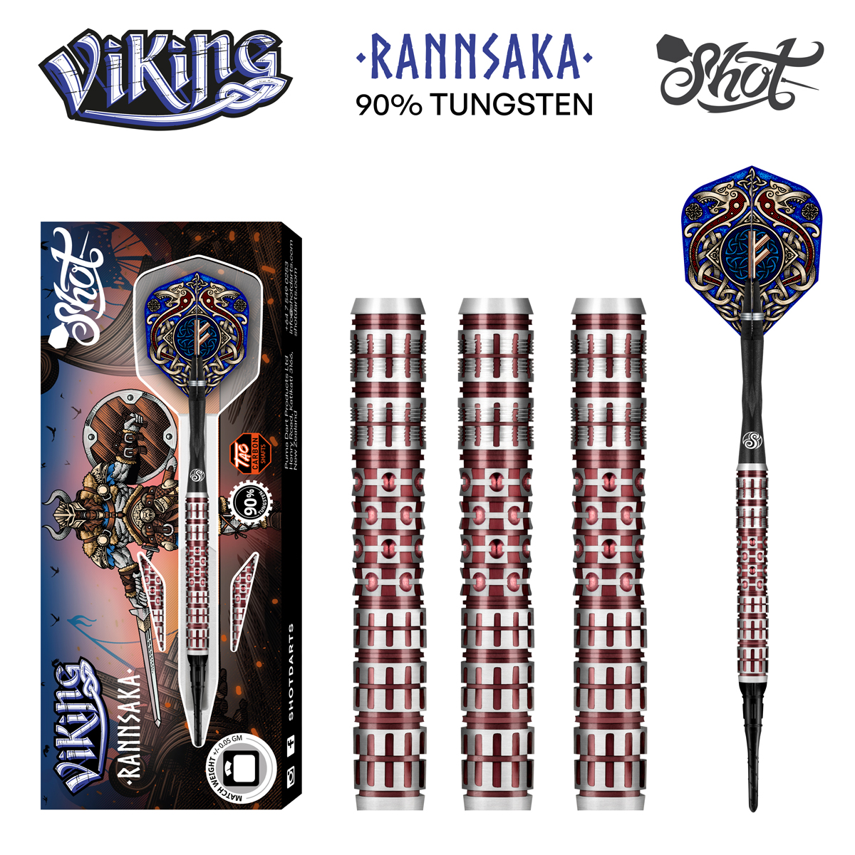 Viking Rannsaka Soft Tip Dart Set - 90% Tungsten Barrels  