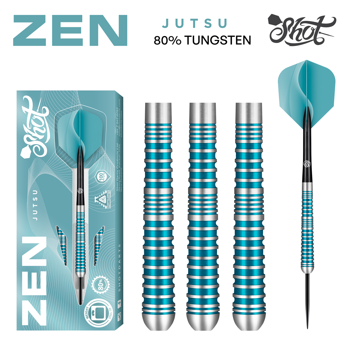 Zen Jutsu 2.0 Steel Tip Dart Set - 80% Tungsten Barrels 