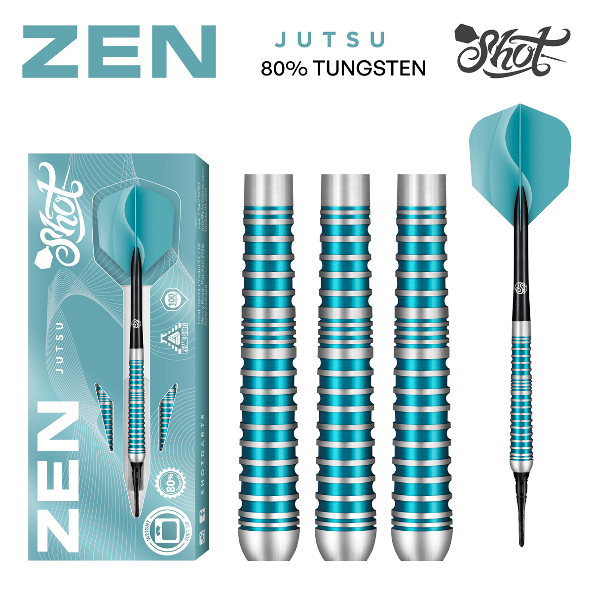 Zen Jutsu 2.0 Soft Tip Dart Set - 80% Tungsten Barrels  