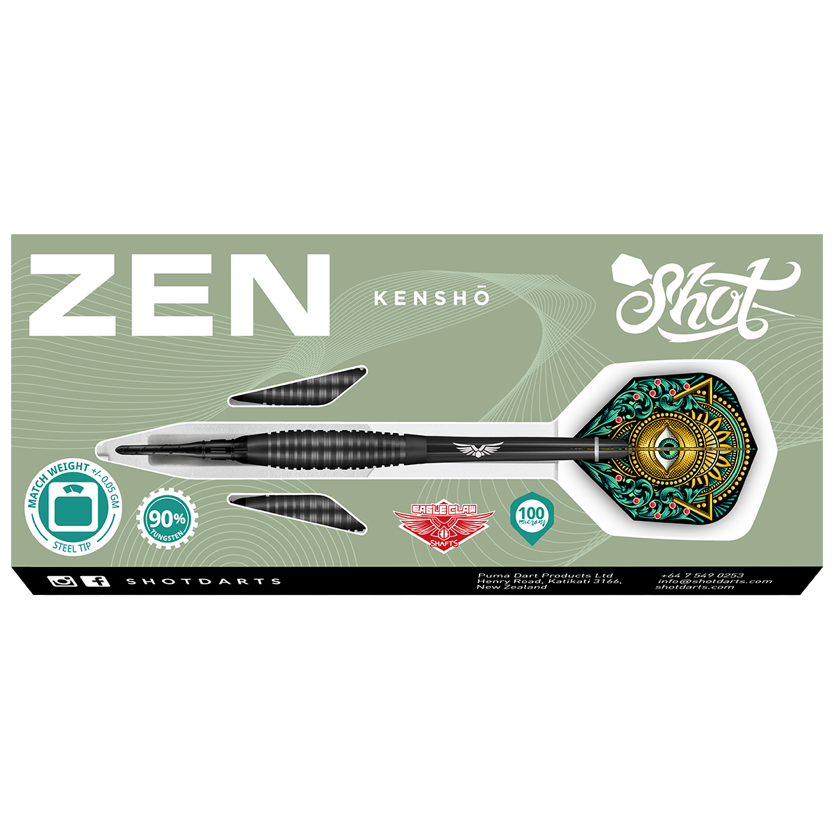 Zen Kensho Steel Tip Dart Set-90% Tungsten