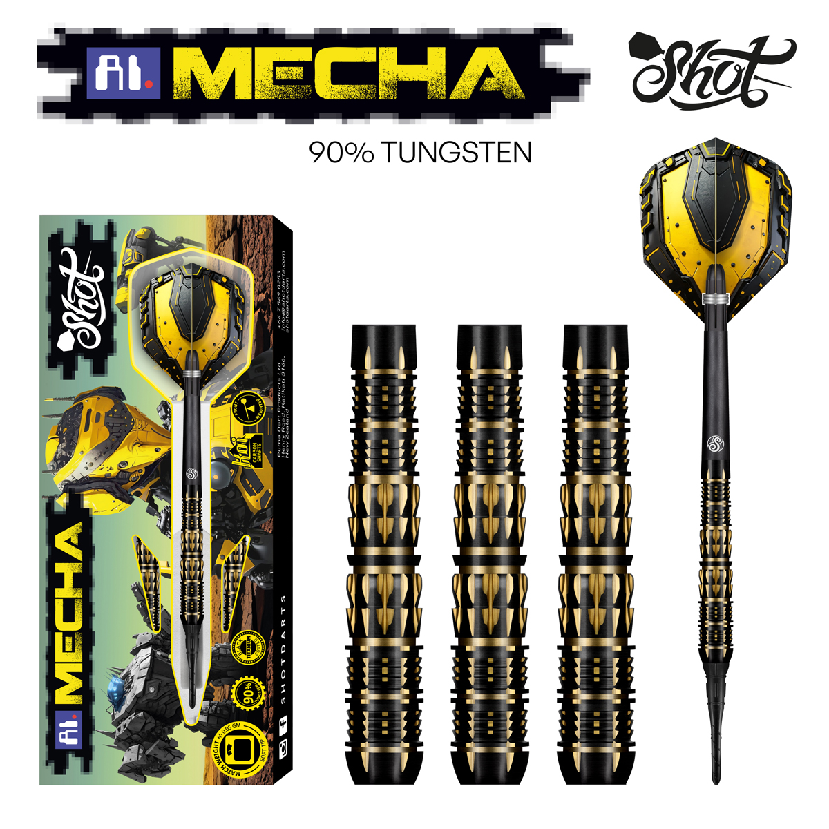 AI Mecha Soft Tip Dart Set - 90% Tungsten Barrels    