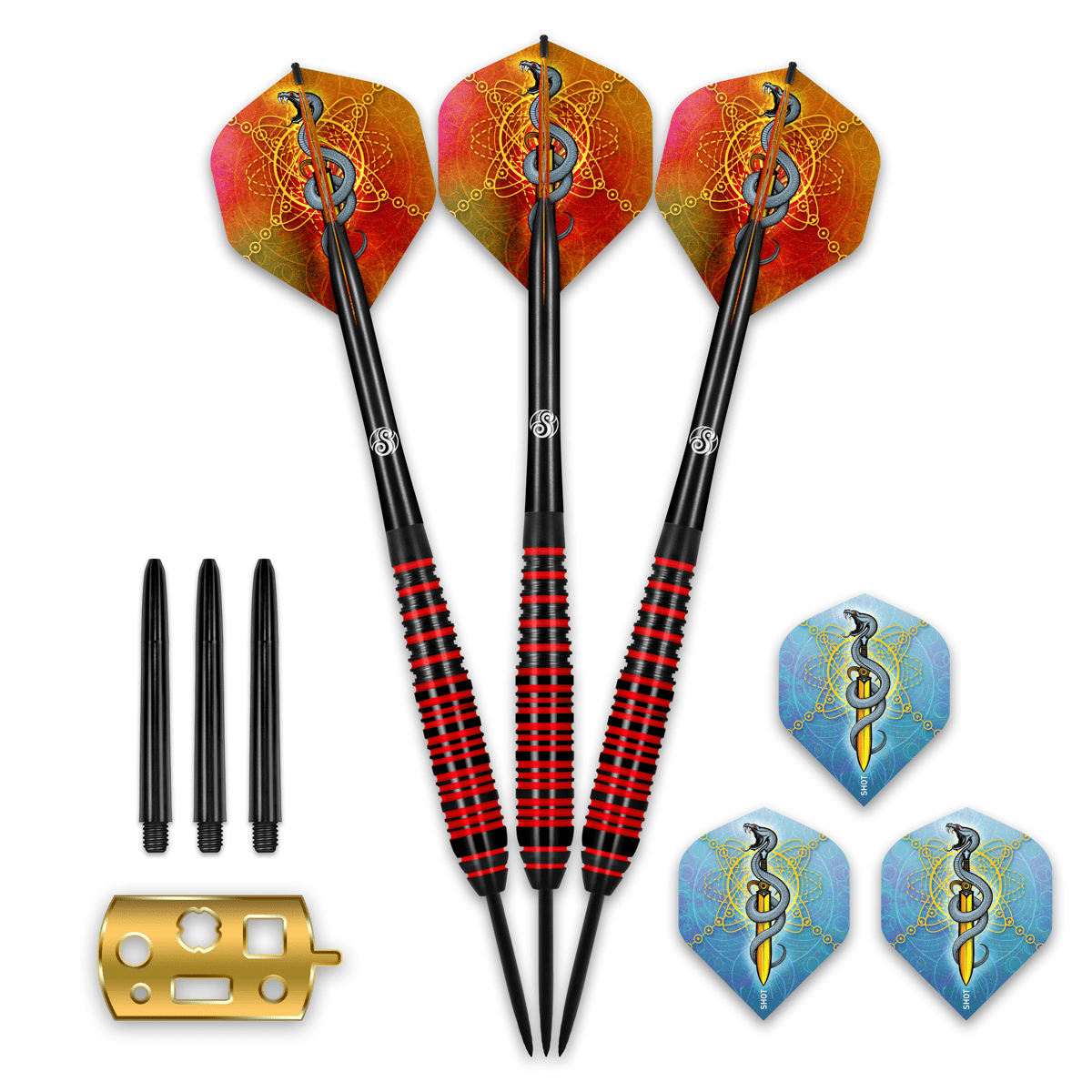 Shot Mystic Steel Tip Darts Set-Premium Brass - Shot Darts New Zealand