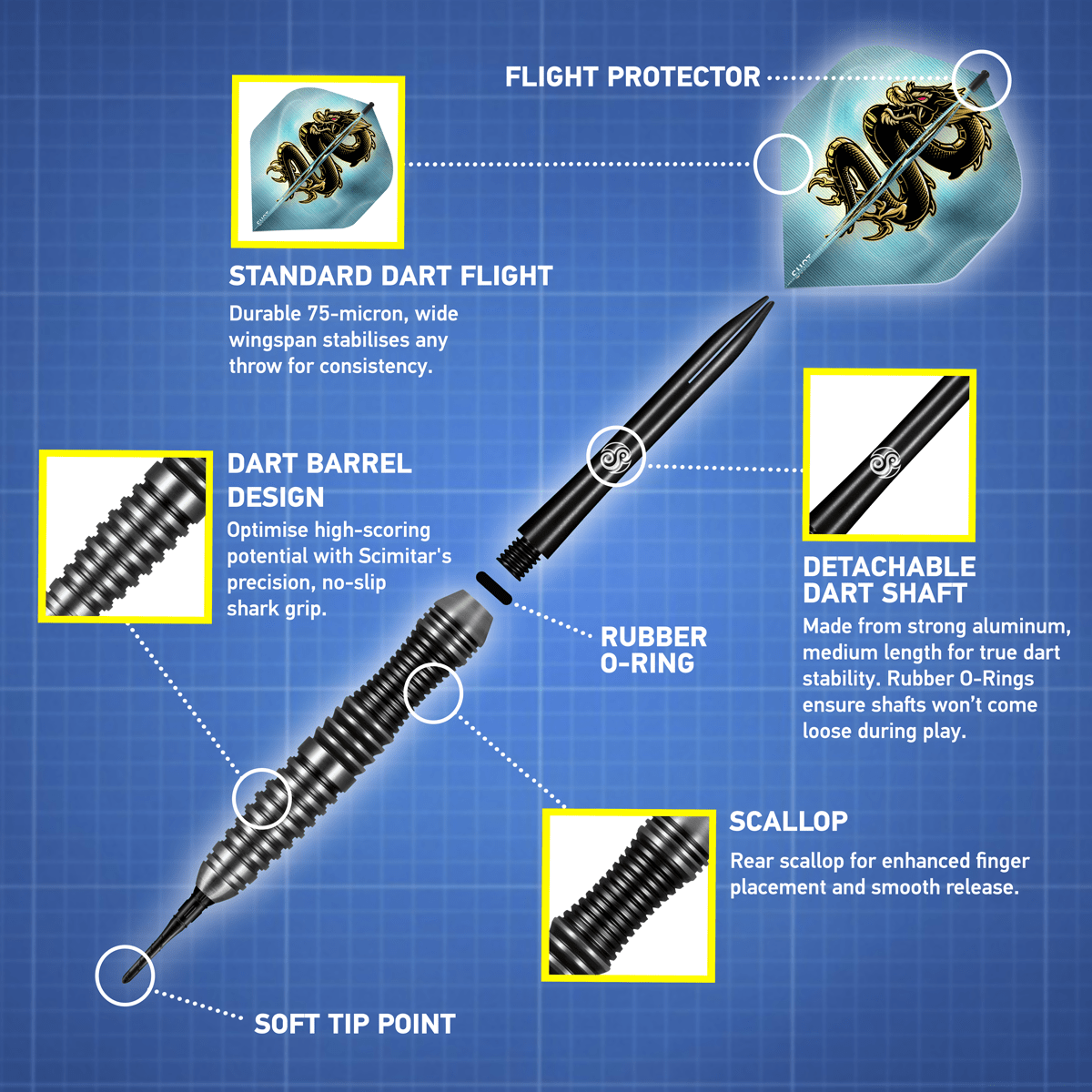 Shot Scimitar Soft Tip Darts Set-Professional Stainless Steel - Shot Darts New Zealand